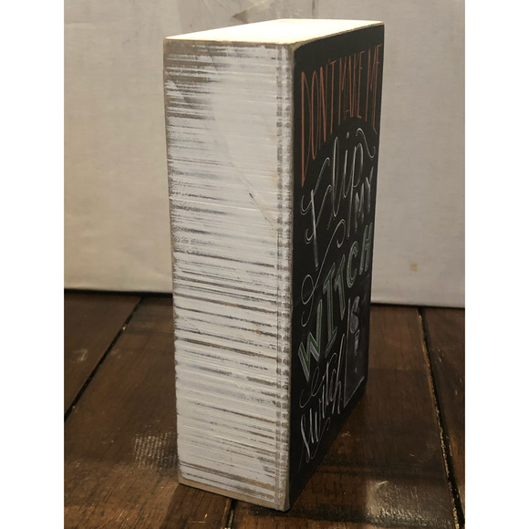 NWT Halloween Primitives Kathy Chalk Art Sign Don't Make Me Flip Witch Switch - Picture 2 of 11